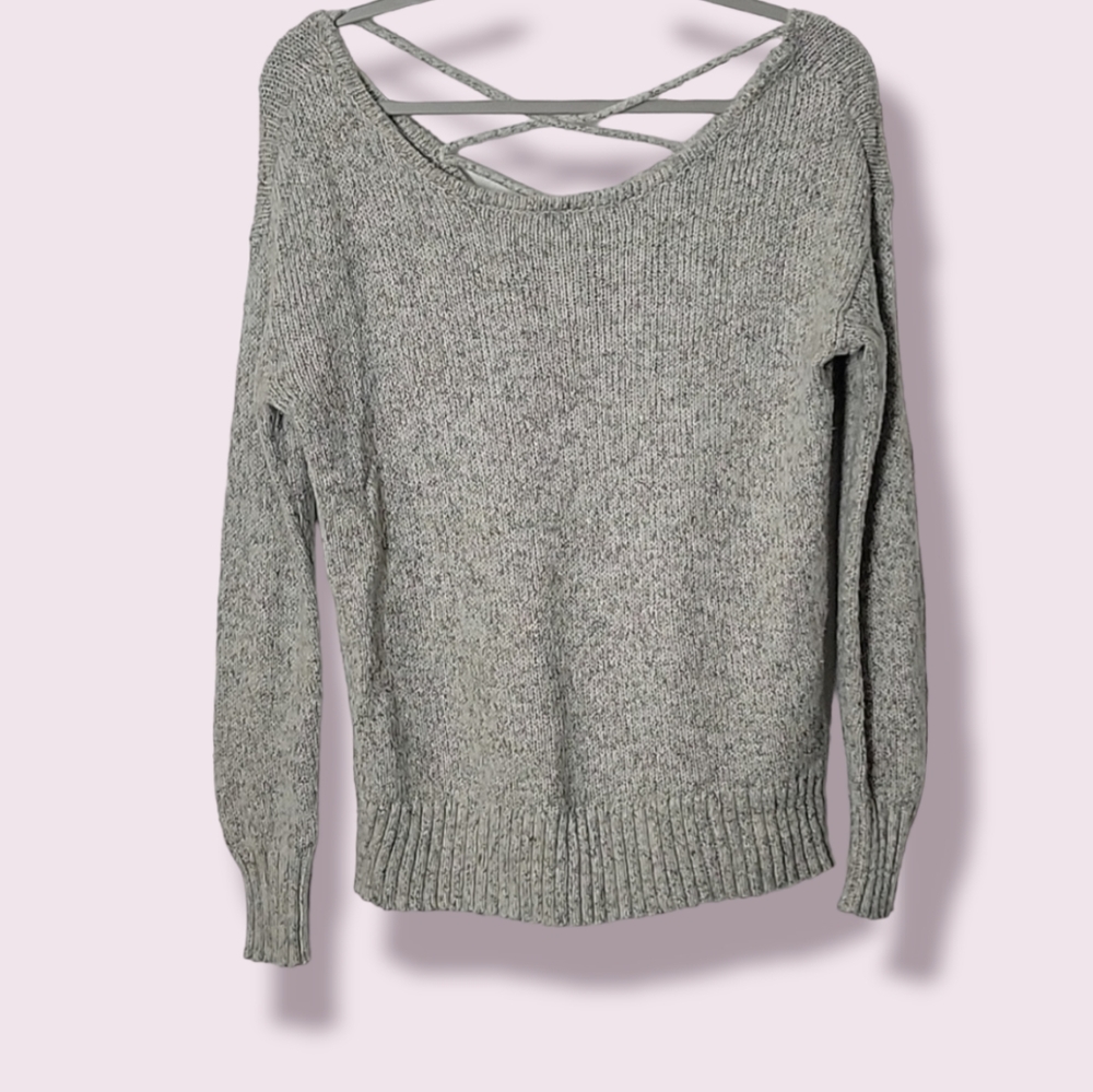 American Eagle Cross Back Neutral Marled Sweater Size Small